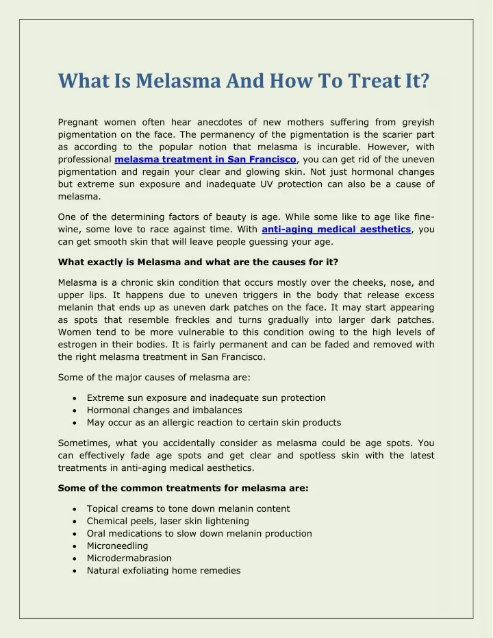 what is melasma and how to treat it