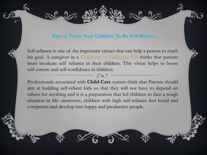 tips to teach your children to be self reliant