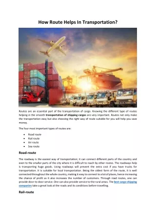 how route helps in transportation