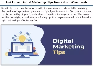 Get Latest Digital Marketing Tips from Oliver Wood Perth