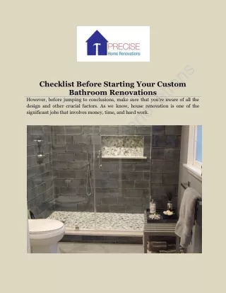 checklist before starting your custom bathroom