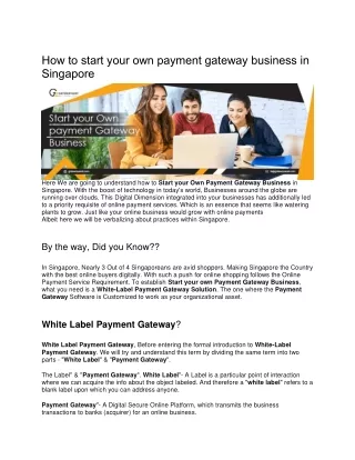 How to start your own payment gateway business in Singapore