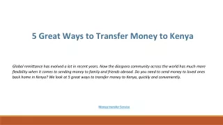 5 Great Ways to Transfer Money to Kenya