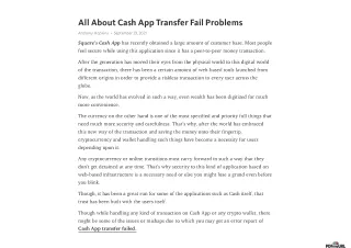 All About Cash App Transfer Fail Problems