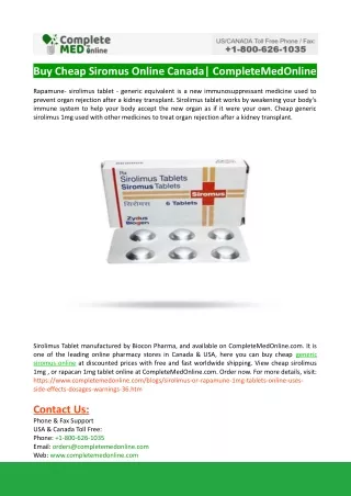 Buy Cheap Siromus Online Canada