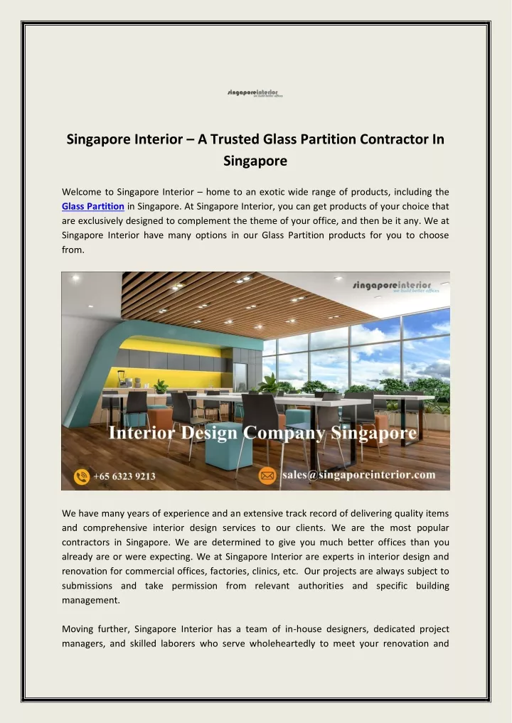 singapore interior a trusted glass partition