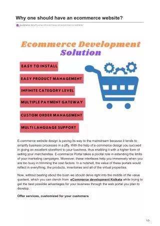 why one should have an ecommerce website