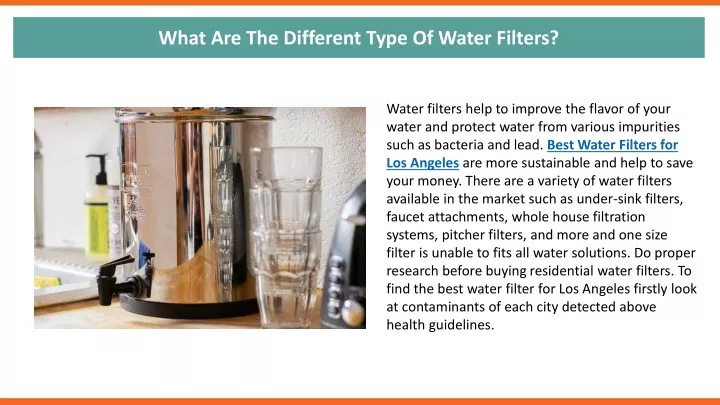 what are the different type of water filters