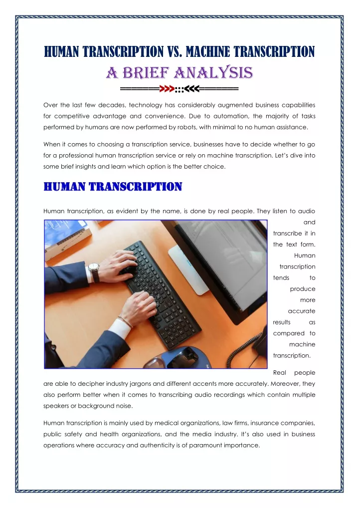 human transcription vs machine transcription