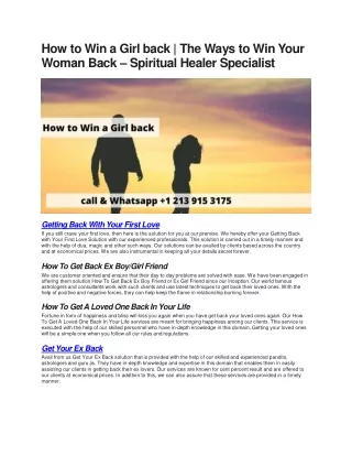 How to Win a Girl back | The Ways to Win Your Woman Back – Spiritual Healer