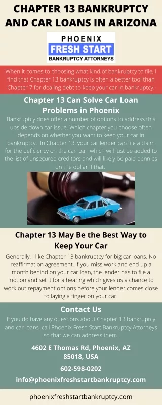 Chapter 13 Bankruptcy and Car Loans in Arizona