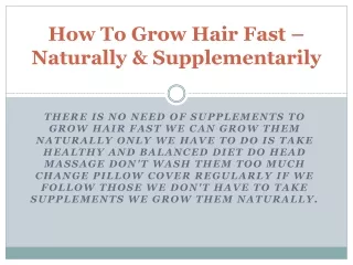 How To Grow Hair Fast – Naturally &