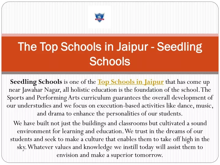 the top schools in jaipur seedling schools
