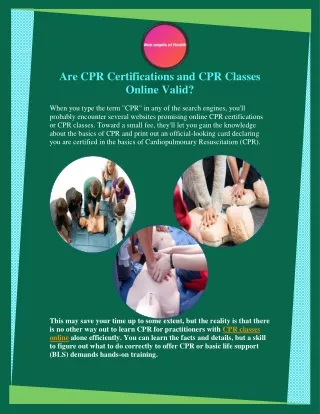 Are You Trying Find CPR Classes Online
