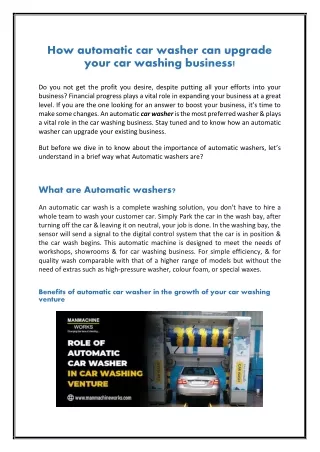 how automatic car washer can upgrade your