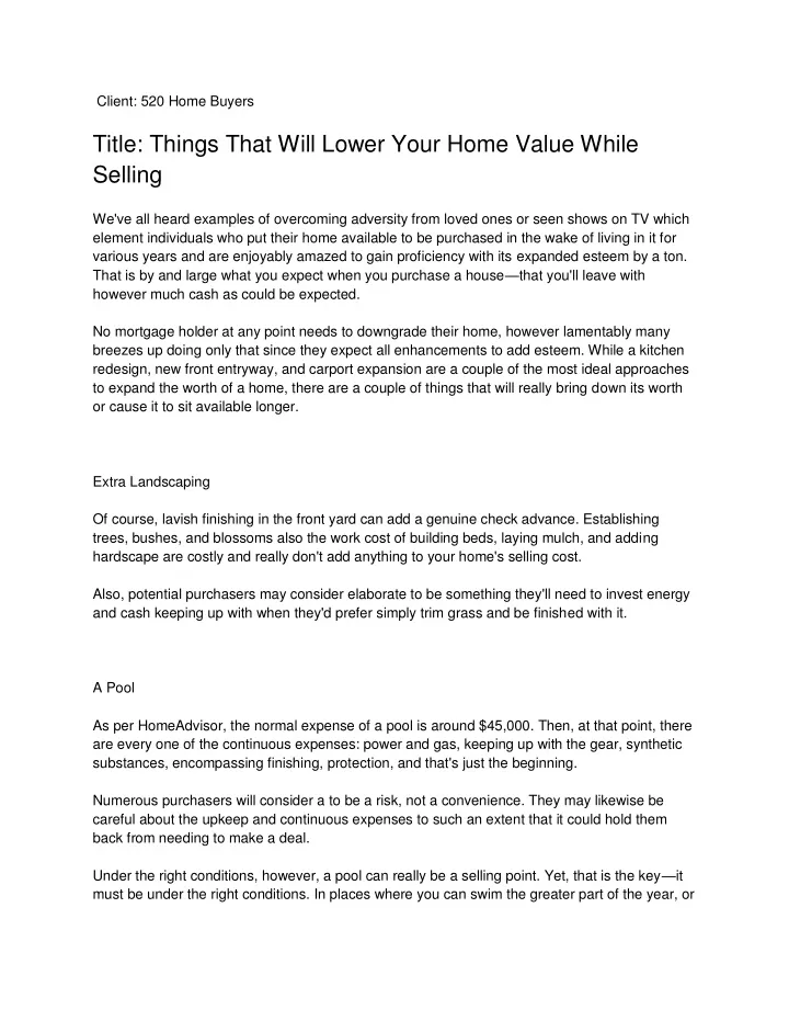 client 520 home buyers title things that will