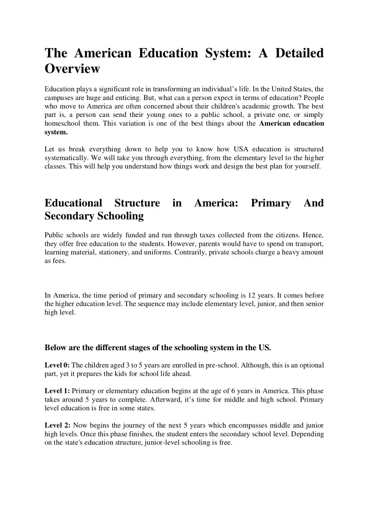 PPT The American Education System A Detailed Overview PowerPoint