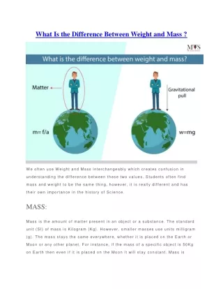 what is the difference between weight and mass