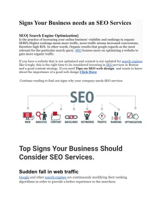 Signs Your Business needs an SEO Services