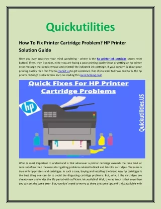 How To Fix Printer Cartridge Problem HP Printer Solution Guide