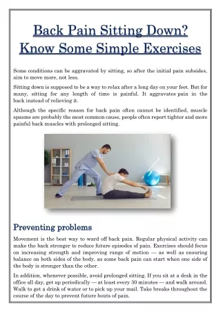 back pain sitting down know some simple exercises