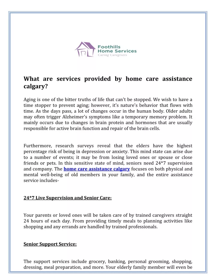 what are services provided by home care