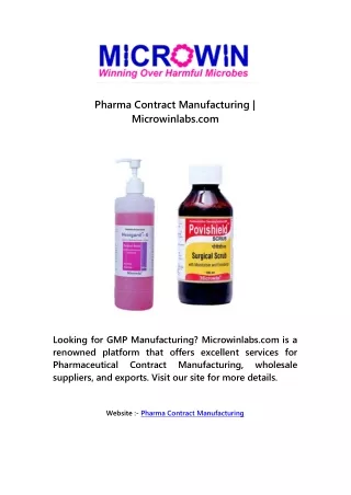 Pharma Contract Manufacturing