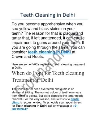 Teeth Cleaning in Delhi - Crownandroots