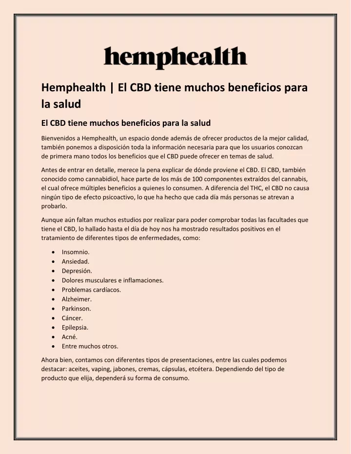 hemphealth el cbd tiene muchos beneficios para