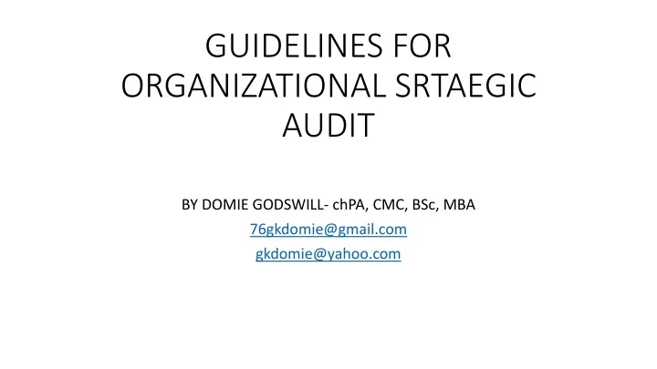 guidelines for organizational srtaegic audit