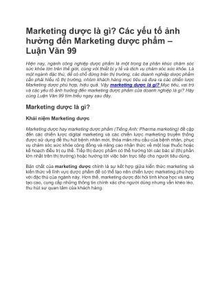 Marketing dược là gì? Các yếu tố ảnh hưởng đến Marketing dược phẩm – Luận Văn 99