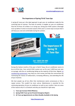 The Importance of Spring TX AC Tune-Ups