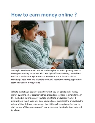 How to earn money online