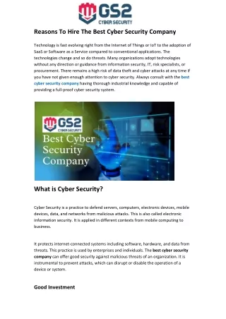 reasons to hire the best cyber security company