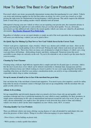 how to select the best in car care products