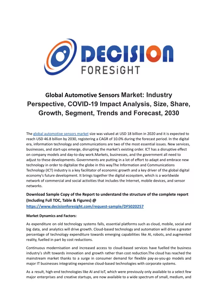 global automotive sensors market industry