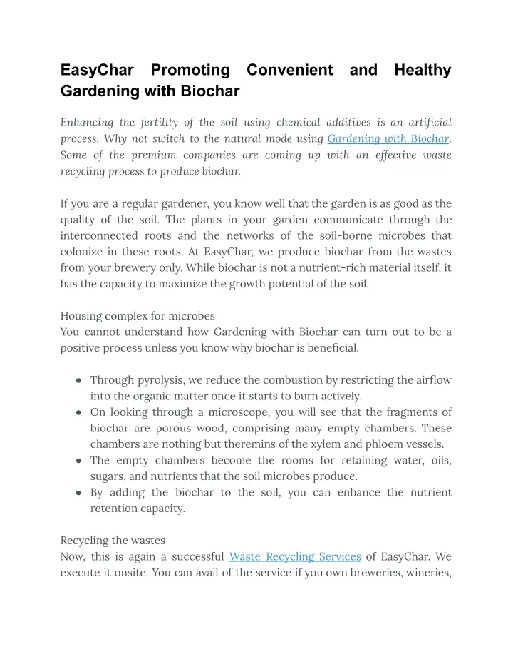 easychar gardening with biochar