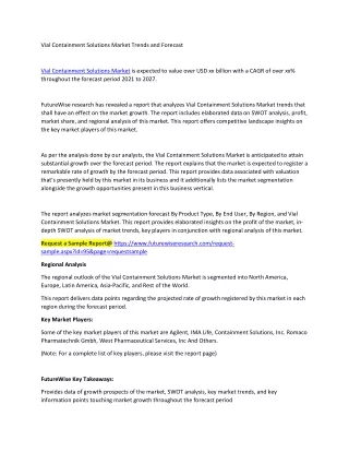 Vial Containment Solutions Market