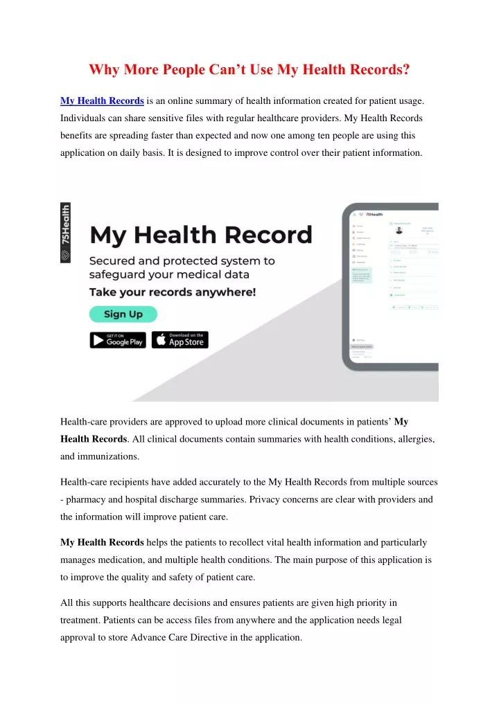 why more people can t use my health record s