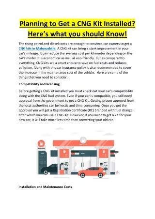 Planning to Get a CNG Kit Installed? Here’s what you should Know!