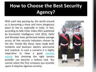 How to Choose the Best Security Agency?