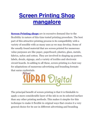 Screen Printing Shop mangalore