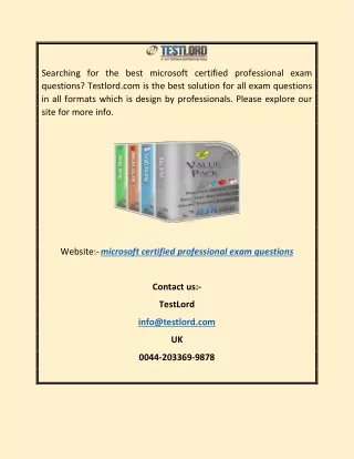 Microsoft Certified Professional Exam Questions | Testlord.com
