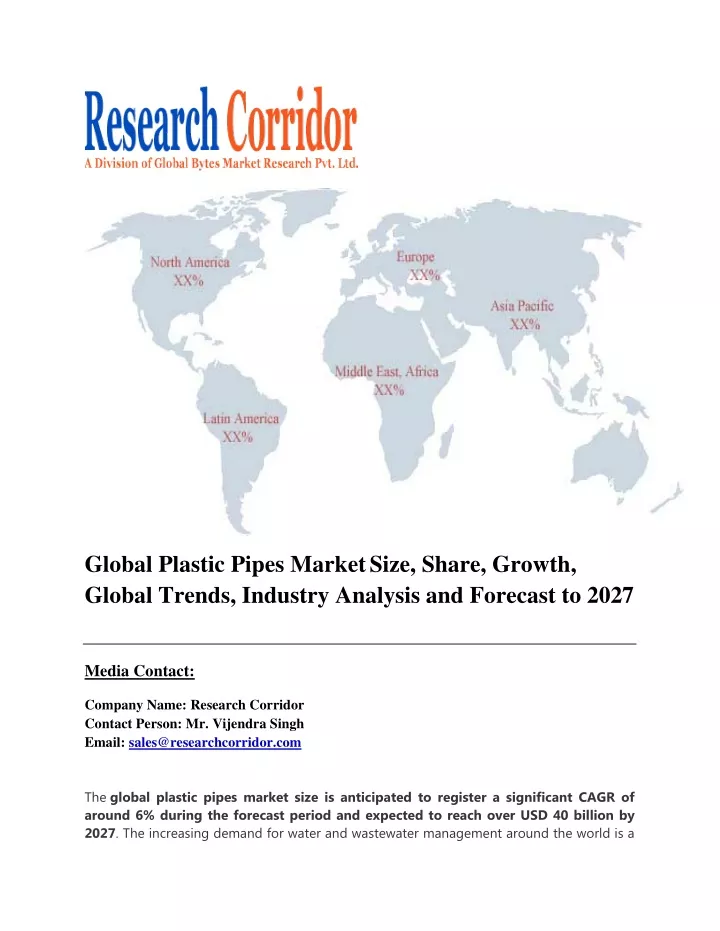 global plastic pipes market size share growth