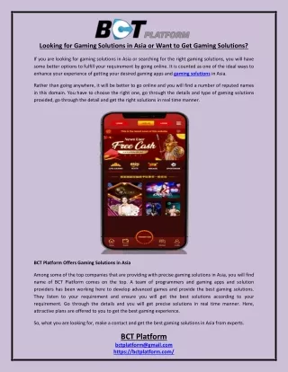 looking for gaming solutions in asia or want