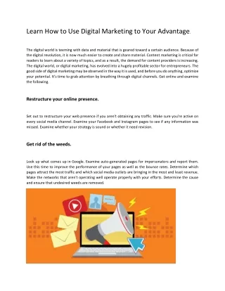 Learn How to Use Digital Marketing to Your Advantage