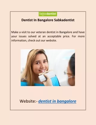 Dentist In Bangalore Sabkadentist