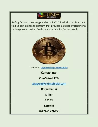 Crypto Exchange Wallet Online | Coinsshield.com