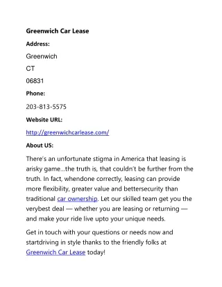 greenwich car lease