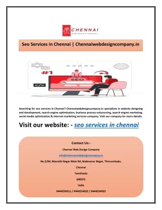 Seo Services in Chennai | Chennaiwebdesigncompany.in